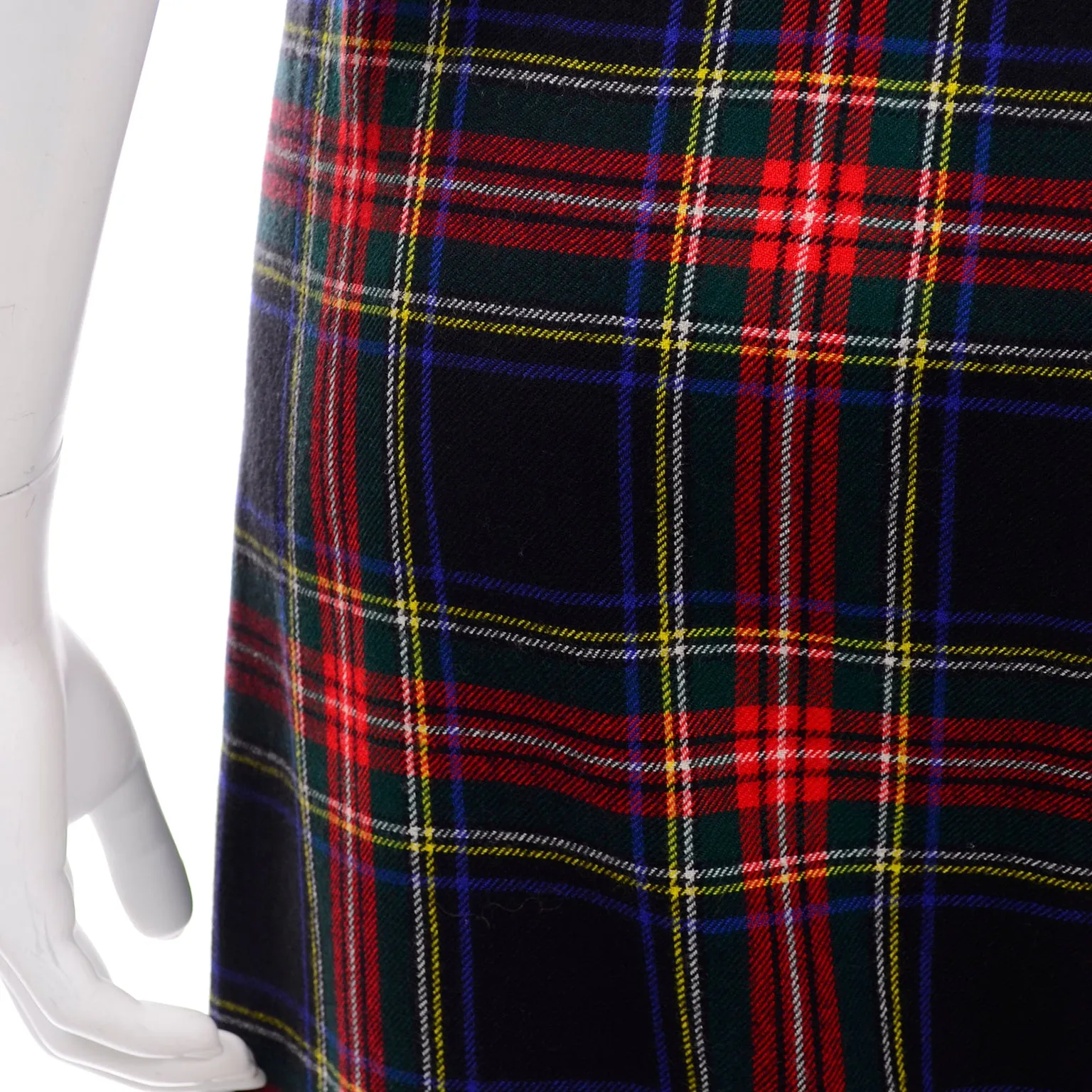 1970's Yves Saint Laurent Vintage Skirt in Red & Blue Plaid Wool