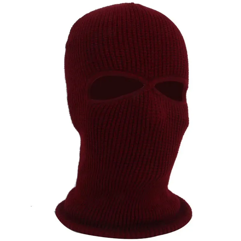 1PC Winter Knit Cap Warm Soft 2 Holes Full Face Ski Hat Hood Motorcycle Helmet Army Tactical Hat Fashion Women Men