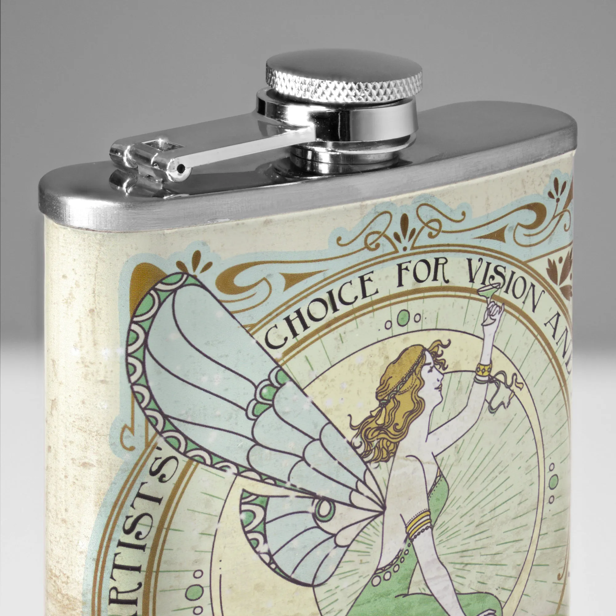 Absinthe Fairy Stainless Steel 8 oz Liquor Flask