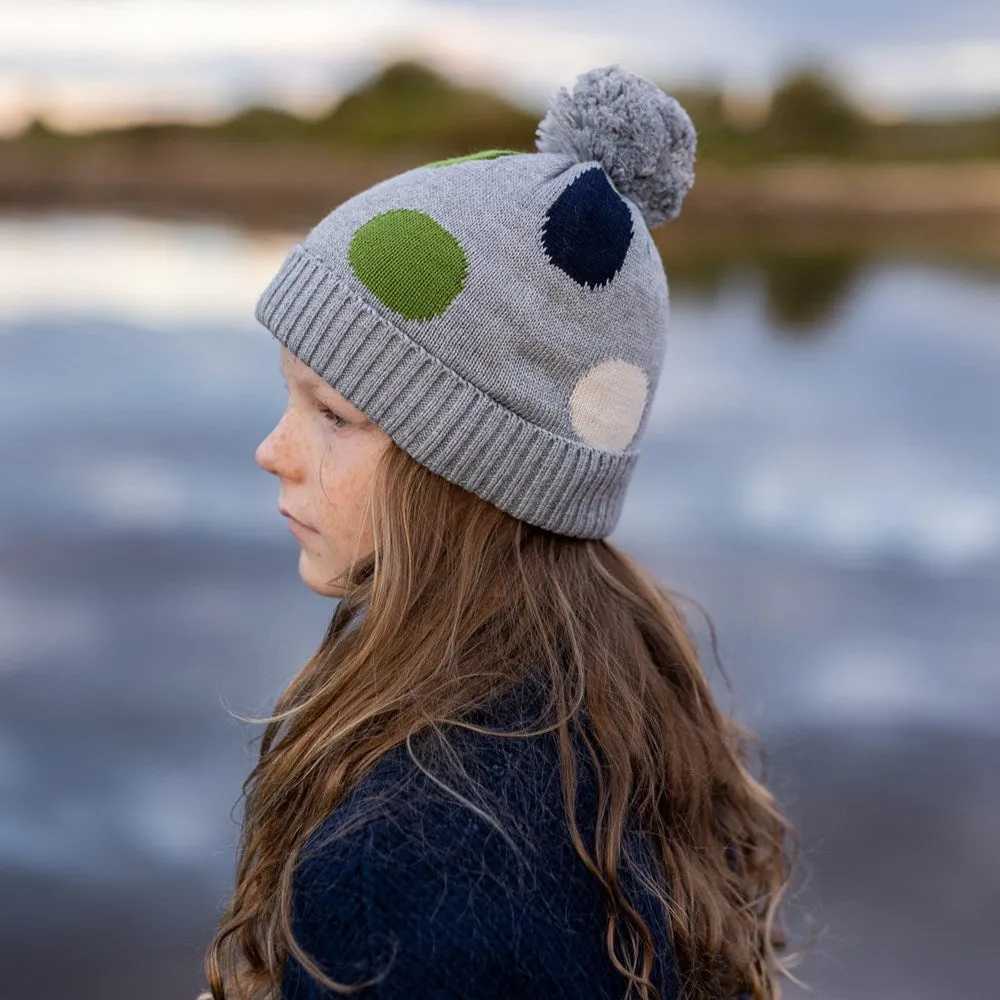 Acorn Kids: Spots Merino Beanie Grey