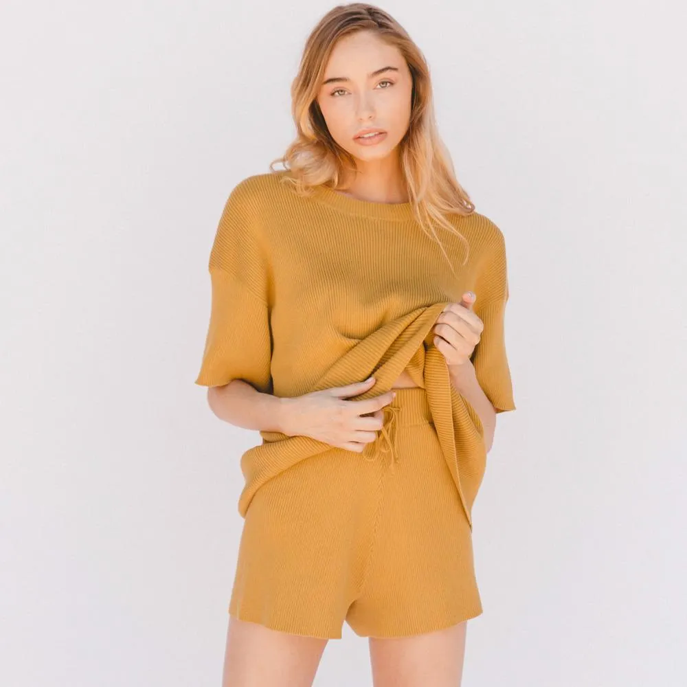 Alex Knit Tee - Mustard