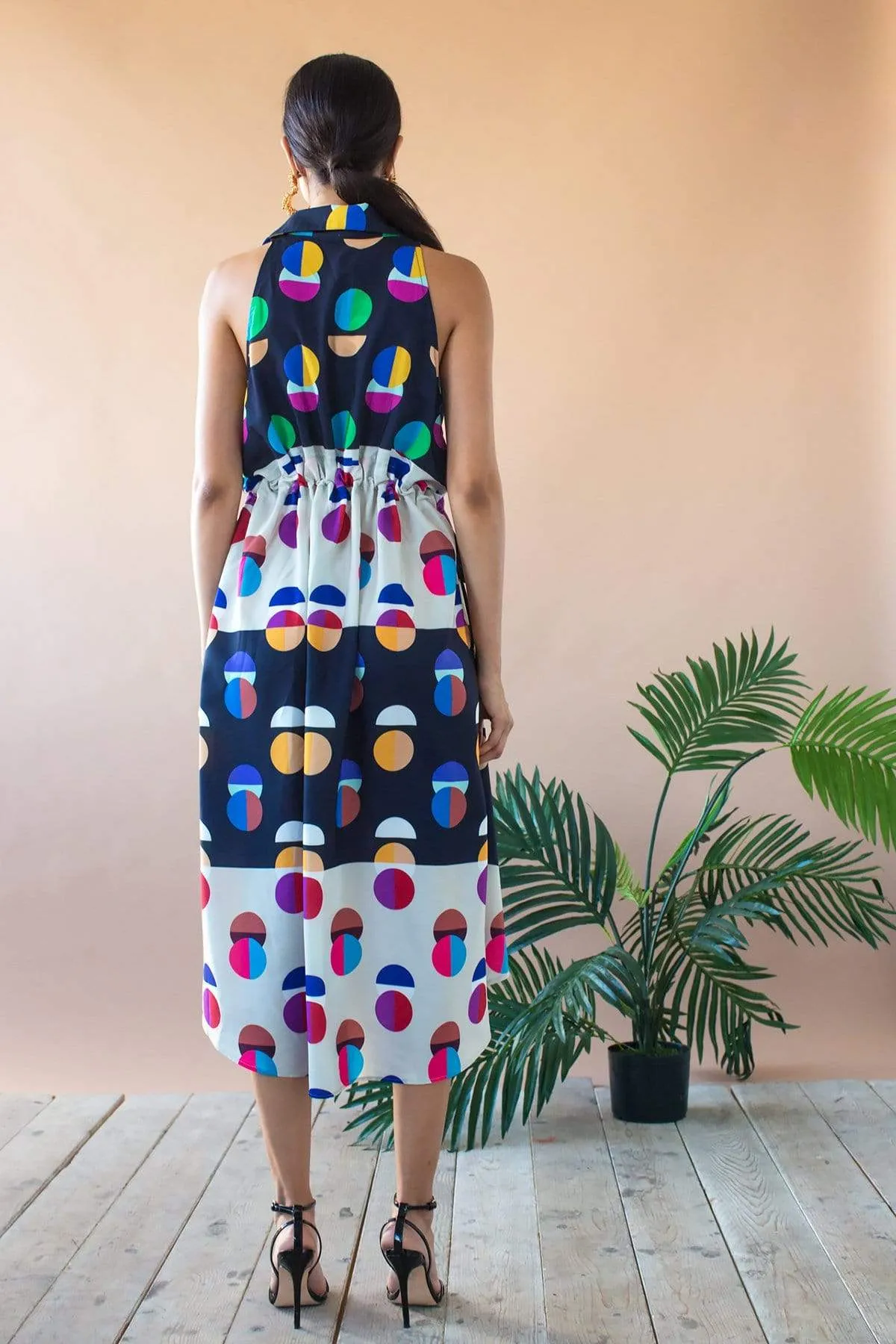 Aneta Dress With Drawstring Waist - Miro Dot