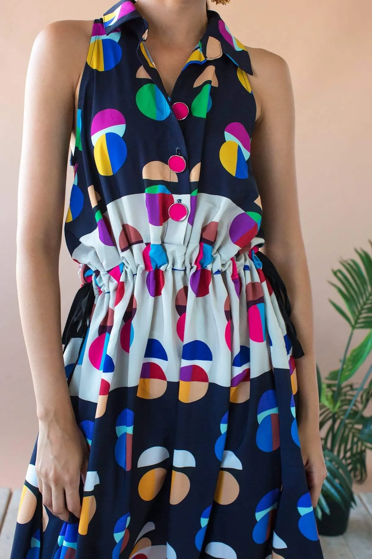 Aneta Dress With Drawstring Waist - Miro Dot