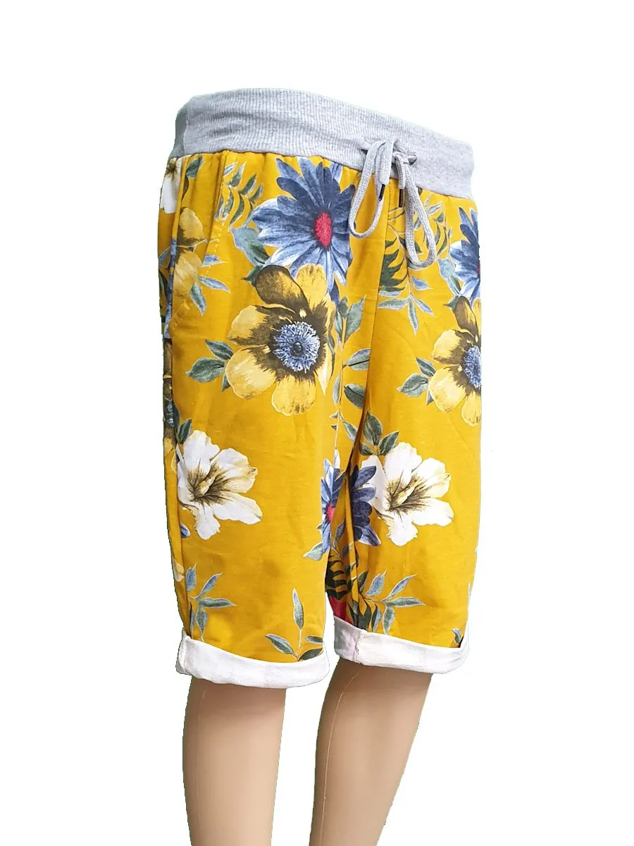 Anne   Kate Italian Floral Mustard Shorts 10-14