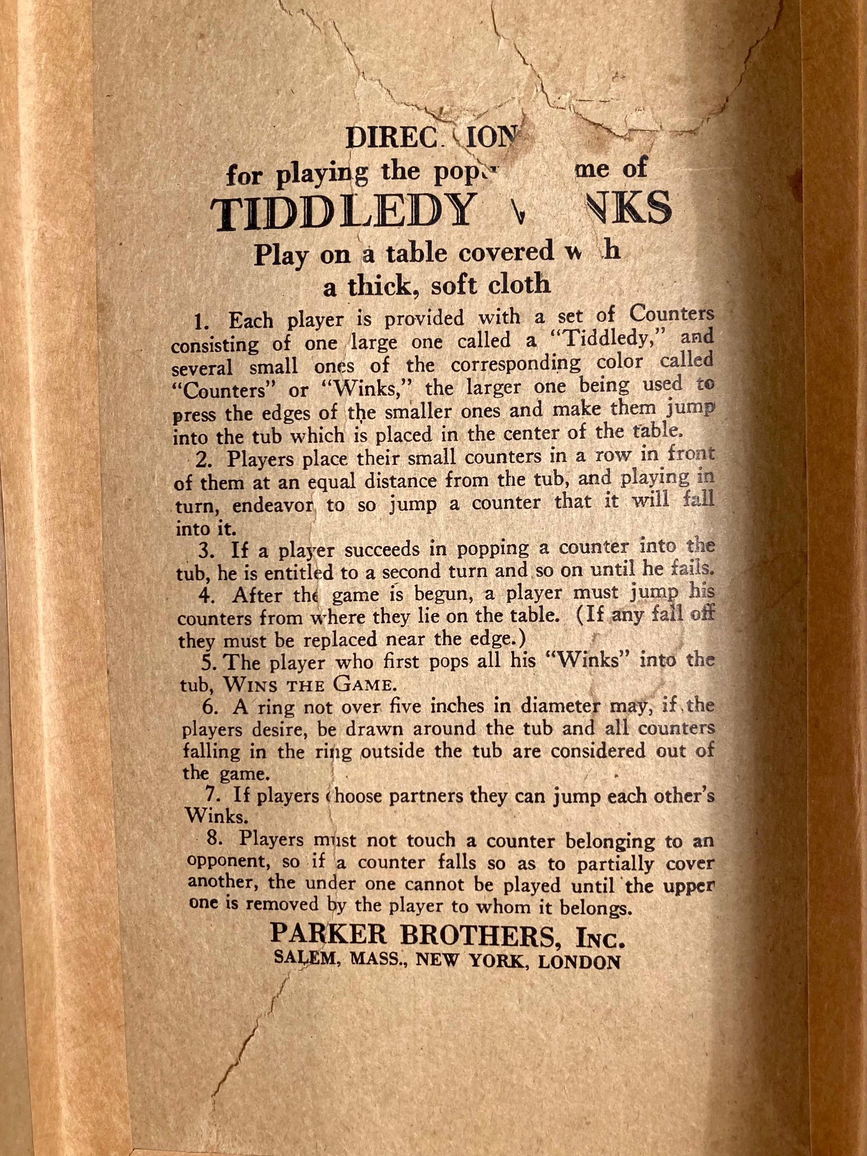 Antique 1920's-1930's TIDDLEDY WINKS Children's Game, Parker Brothers