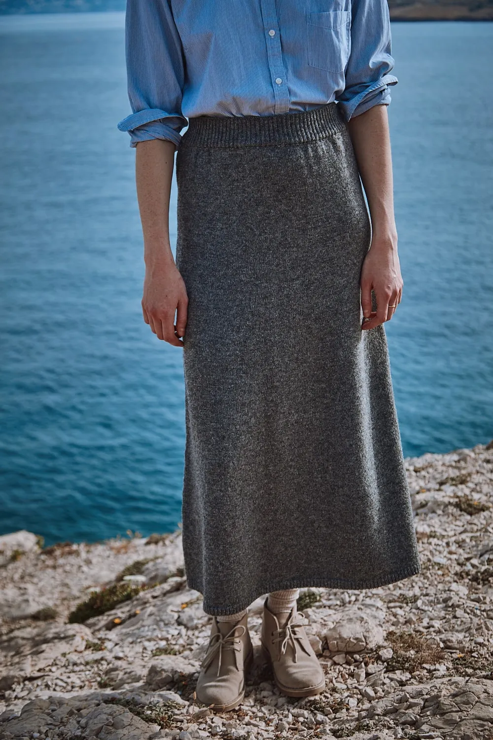 AUGUSTINE Flare Skirt in Merino Wool - Ash Grey