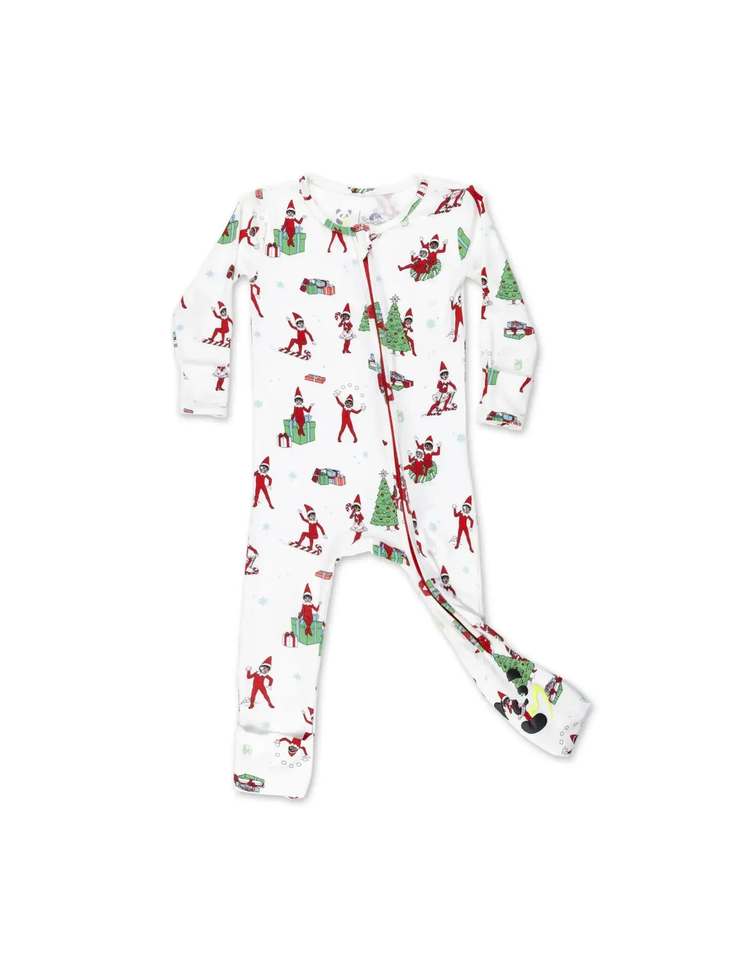 Bellabu Bear x Elf on the Shelf Christmas Holiday Bamboo Kids Convertible Footie Romper