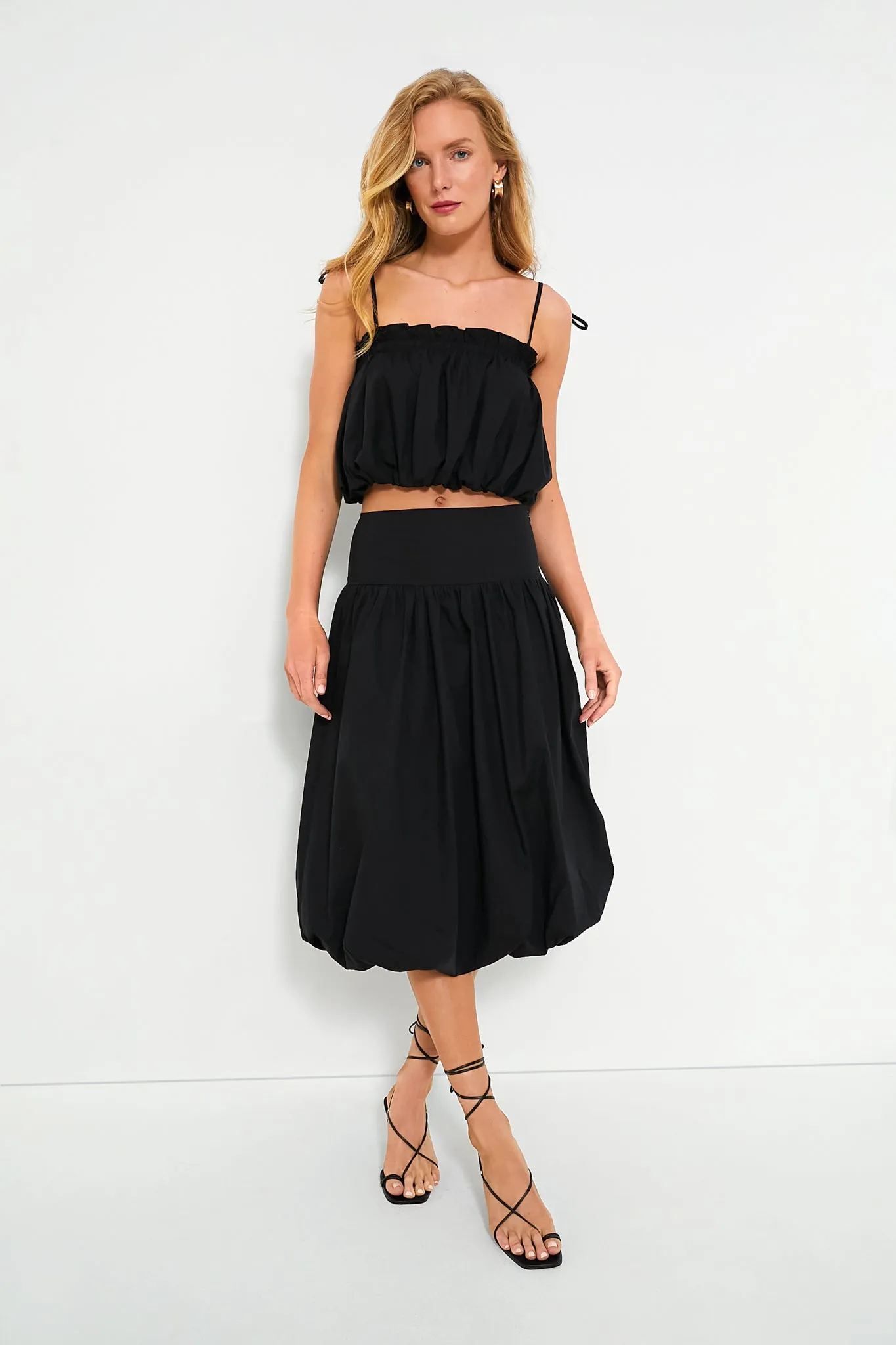 Black Nicollete Midi Skirt