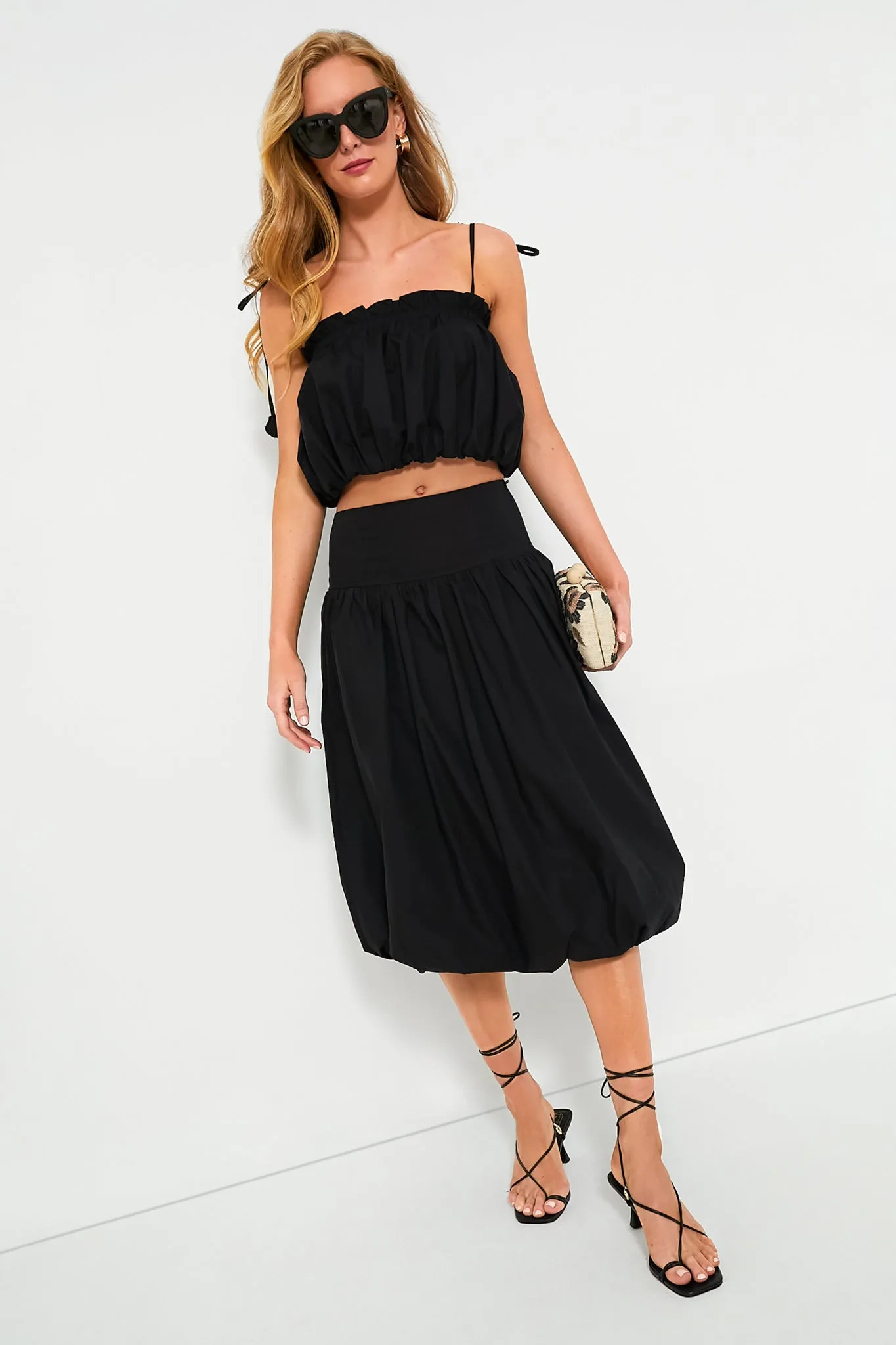 Black Nicollete Midi Skirt