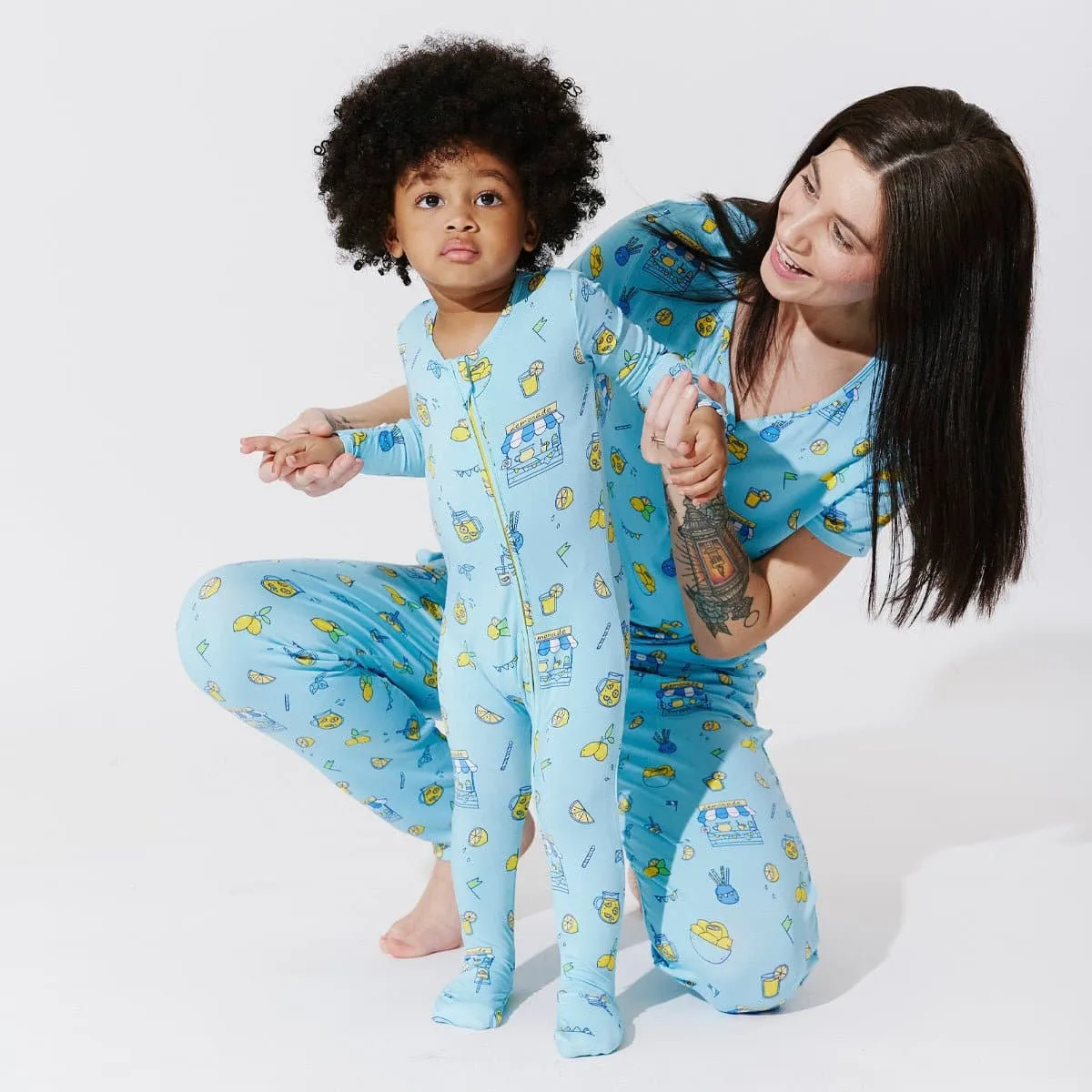 Blue Lemonade Bamboo Convertible Footie