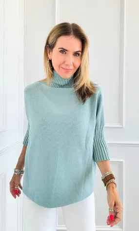 Break Free Italian Sweater Top- Dusty Teal