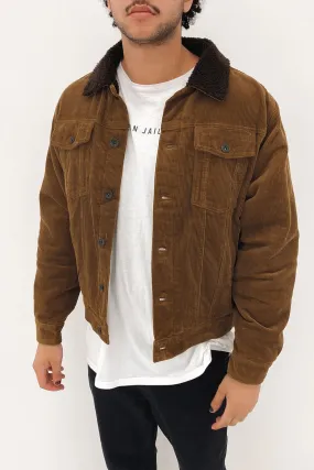 Cable Sherpa Lined Trucker Jacket Brass