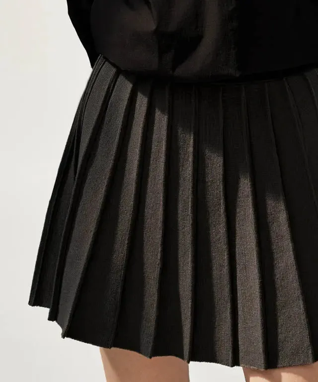 Charcoal Pleated Golf Skirt with Built-in Shorts for Women