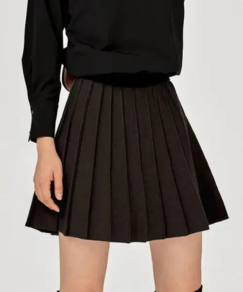 Charcoal Pleated Golf Skirt with Built-in Shorts for Women