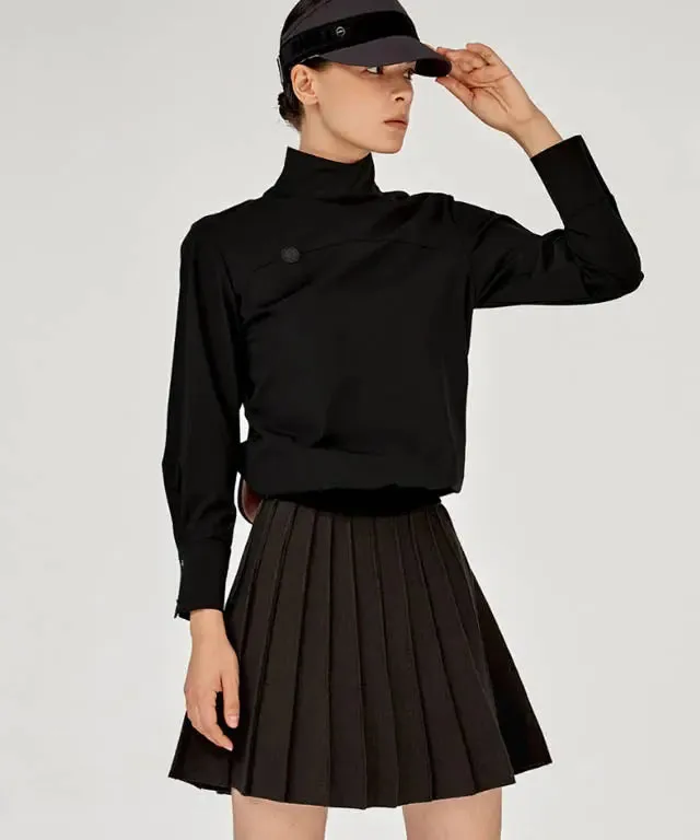 Charcoal Pleated Golf Skirt with Built-in Shorts for Women