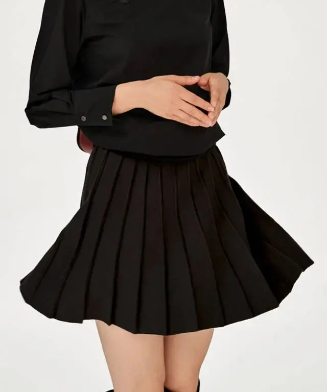 Charcoal Pleated Golf Skirt with Built-in Shorts for Women