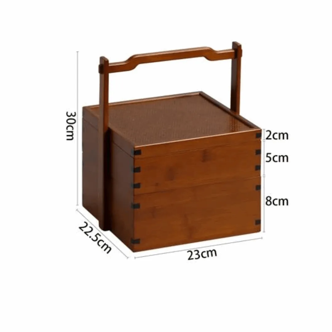 Chic Bamboo Double-Decker Tea Storage Box