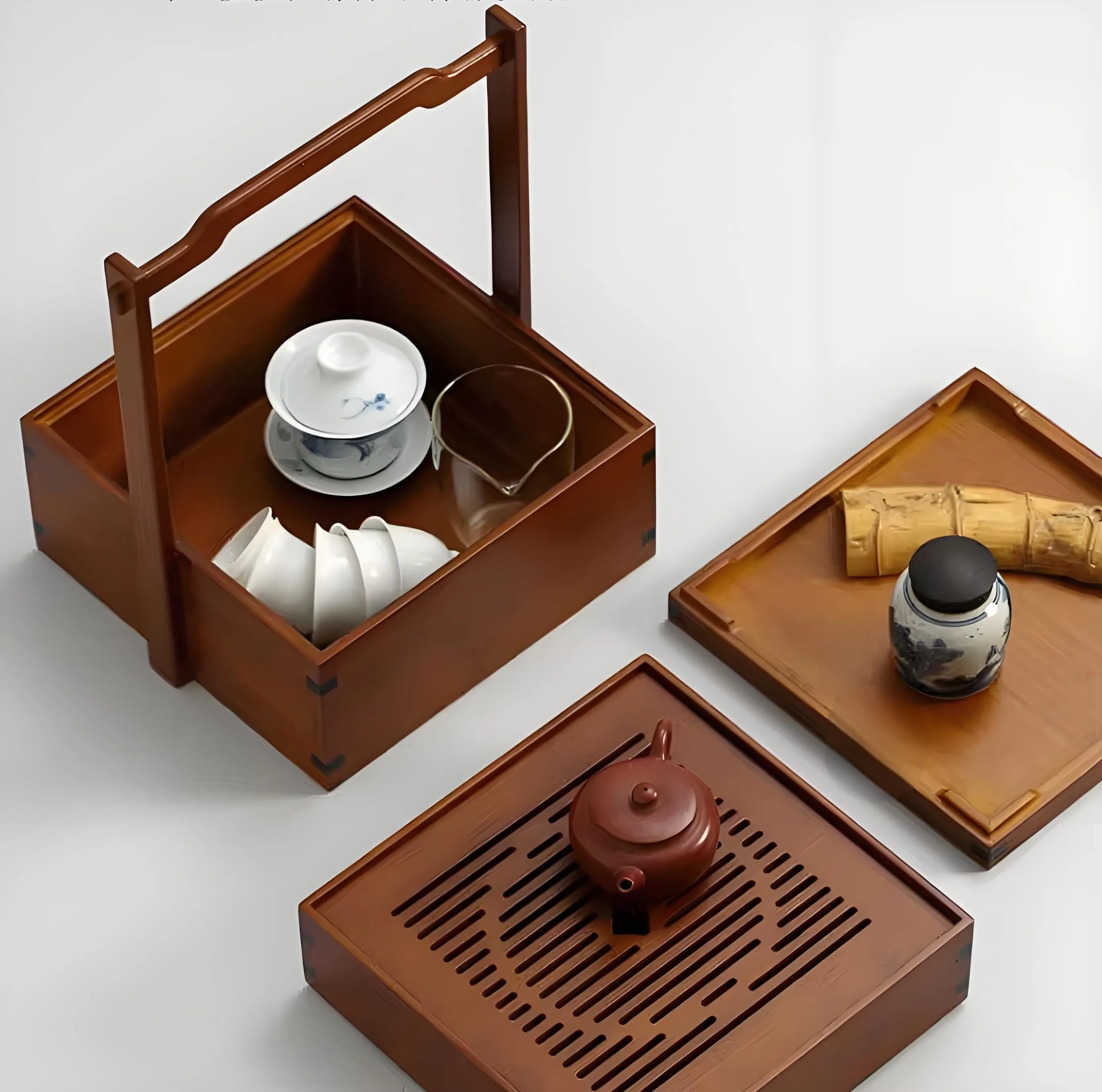 Chic Bamboo Double-Decker Tea Storage Box