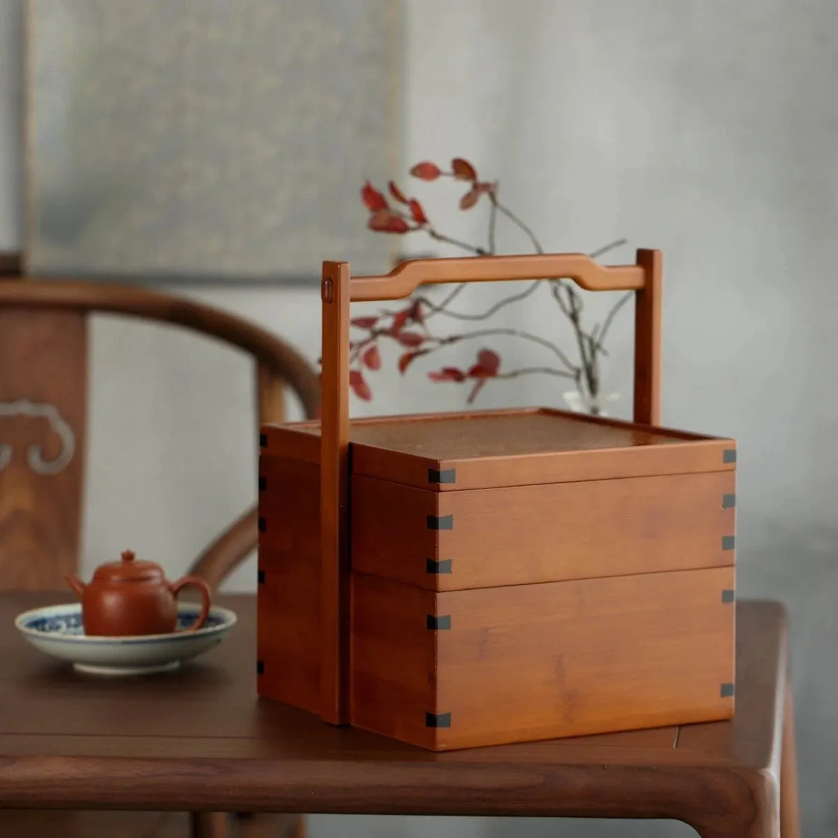 Chic Bamboo Double-Decker Tea Storage Box