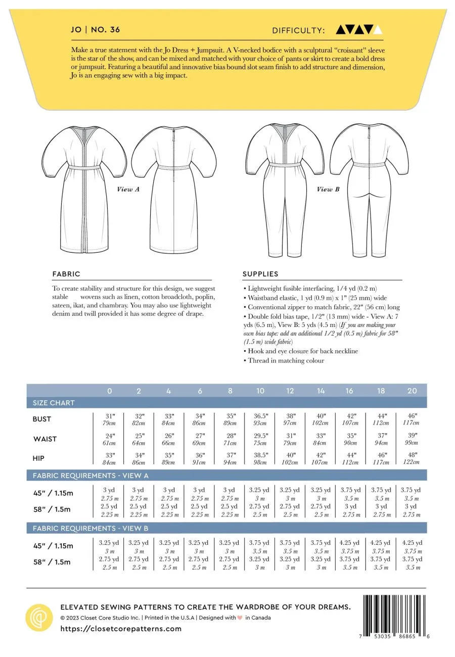 Closet Core Patterns - Jo Dress & Jumpsuit