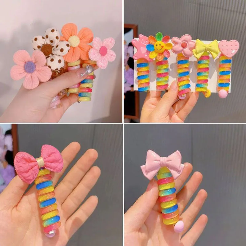 Colorful Telephone Wire Hair Bands for Kids