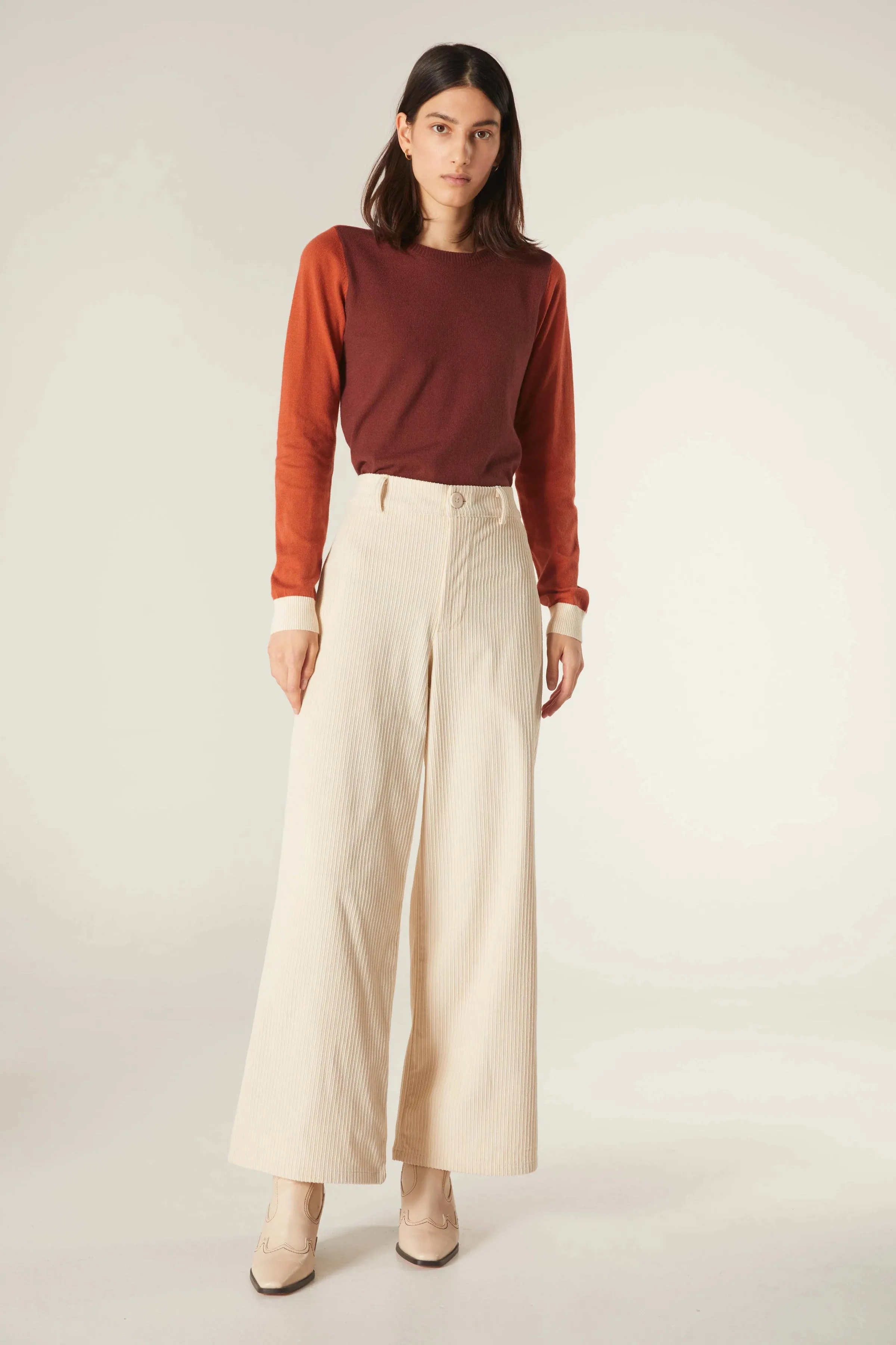 Compania Fantastica Soft Corduroy Wide-Leg Trousers White