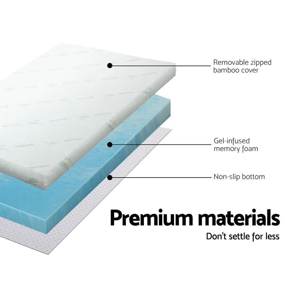 Cool Gel Swirl Infused Memory Foam 5CM Thick Mattress Topper With Bamboo Cover - Double