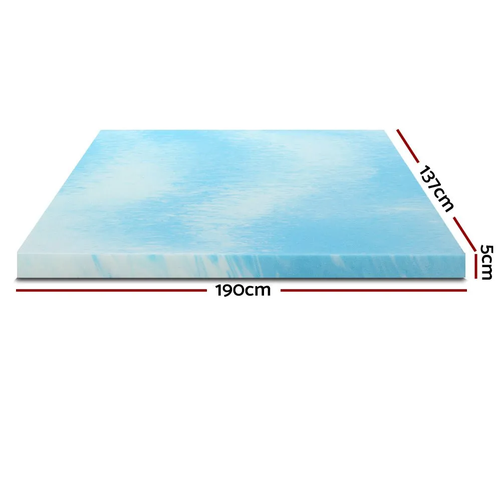 Cool Gel Swirl Infused Memory Foam 5CM Thick Mattress Topper With Bamboo Cover - Double