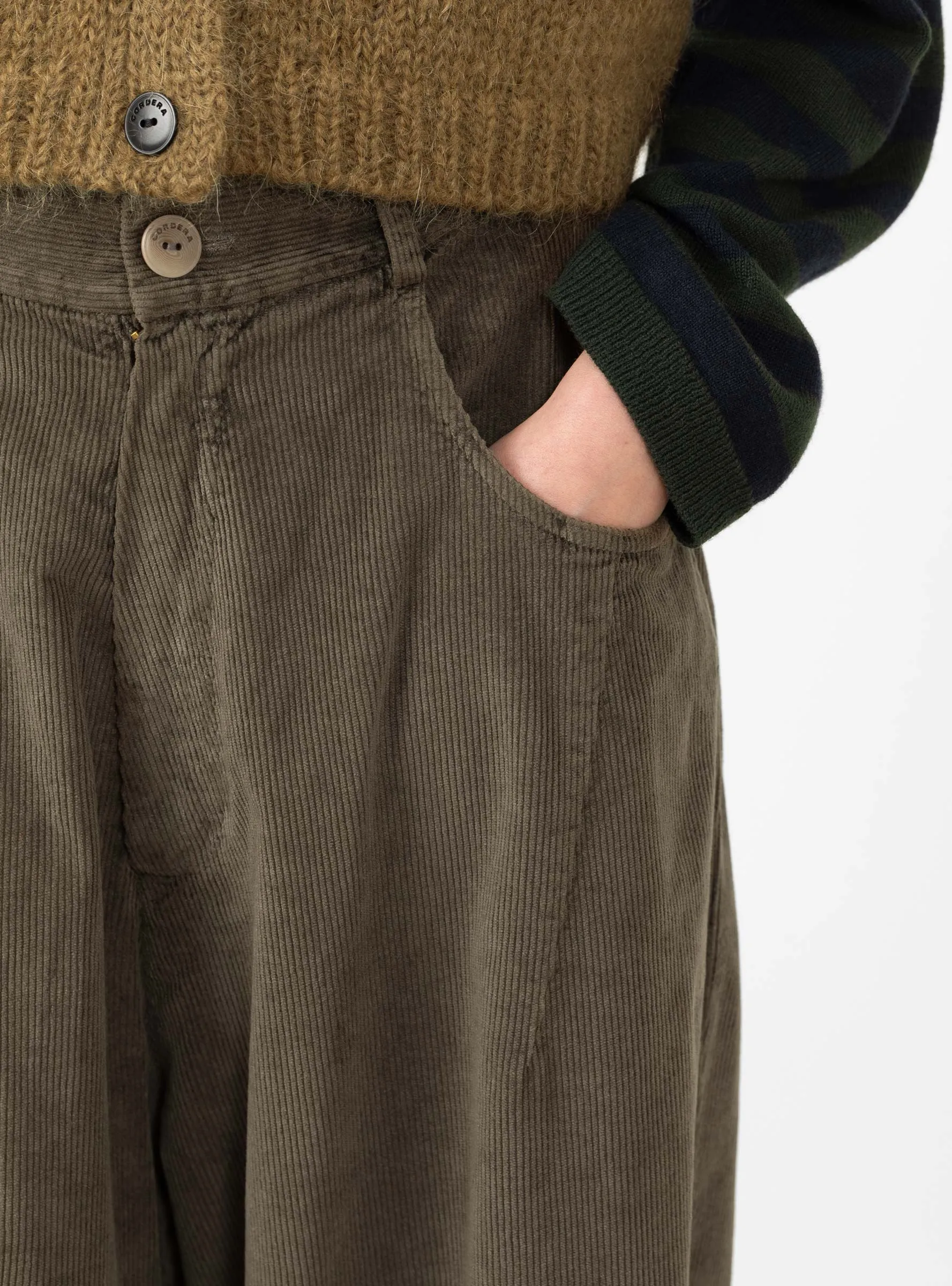 Corduroy Baggy Pants Moss