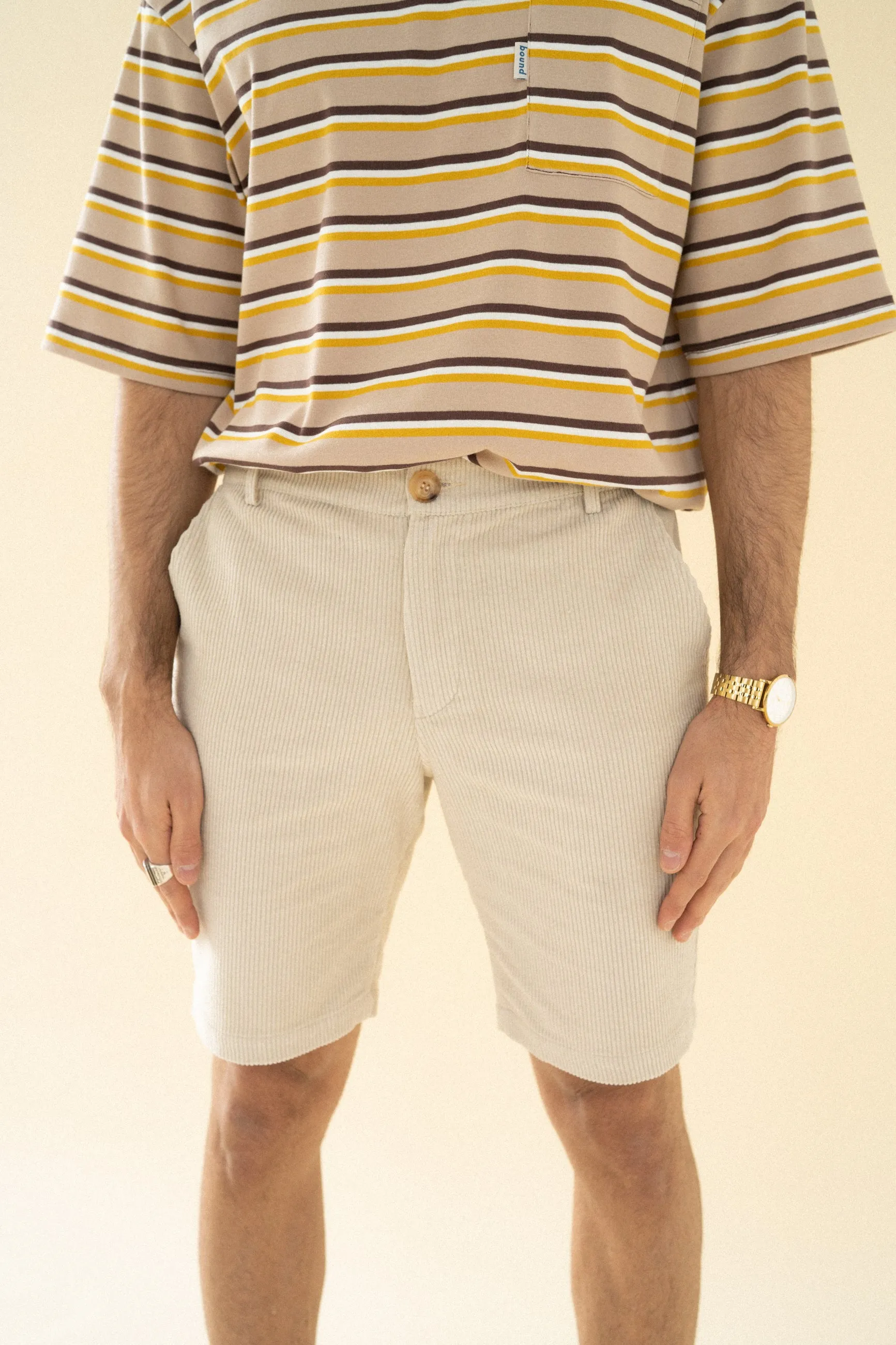 CREAM CORD SHORTS