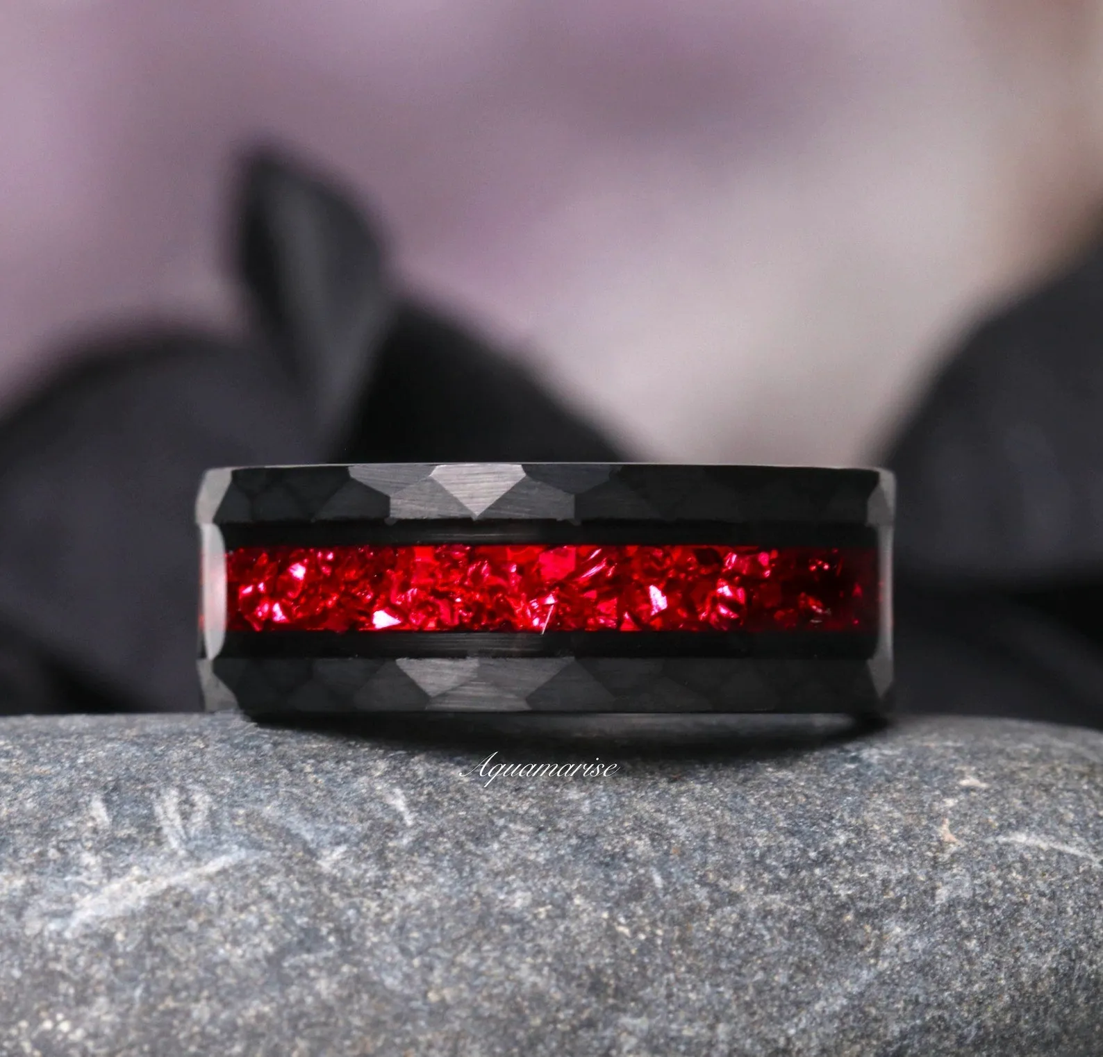 Crushed Red Garnet Couples Ring