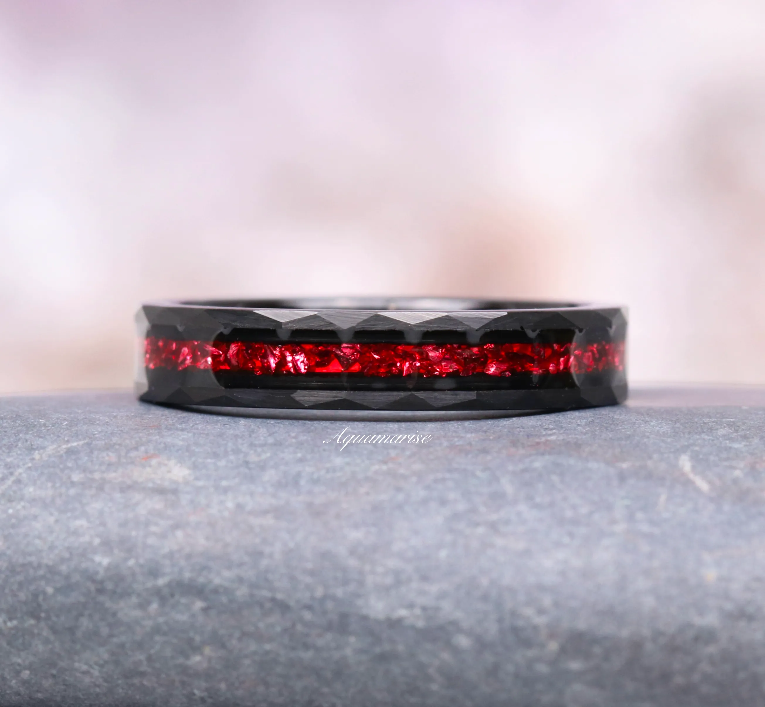 Crushed Red Garnet Couples Ring