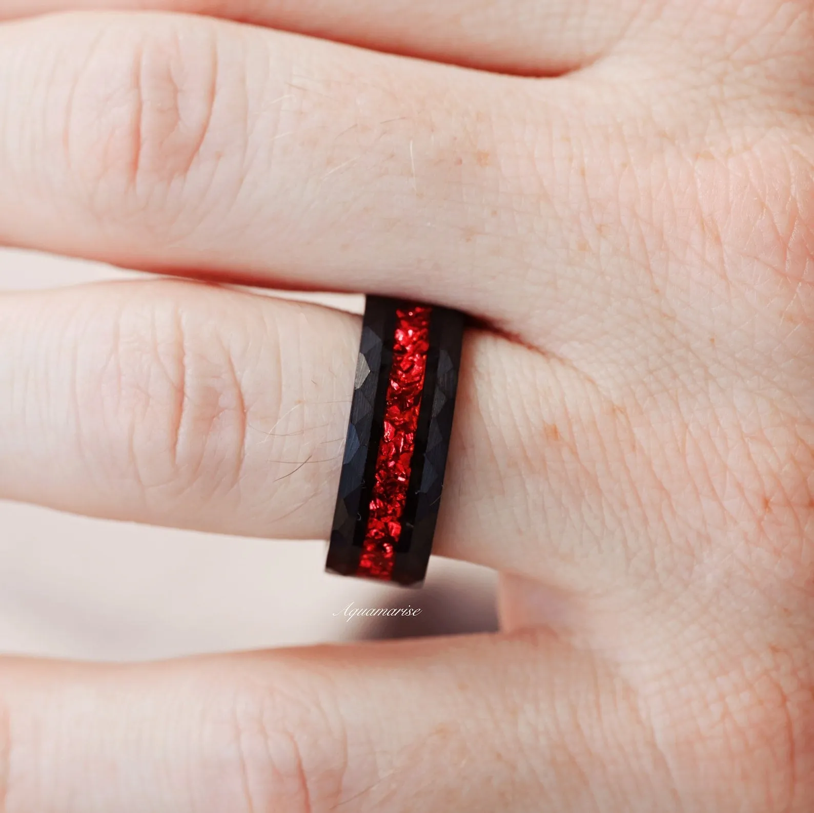 Crushed Red Garnet Couples Ring