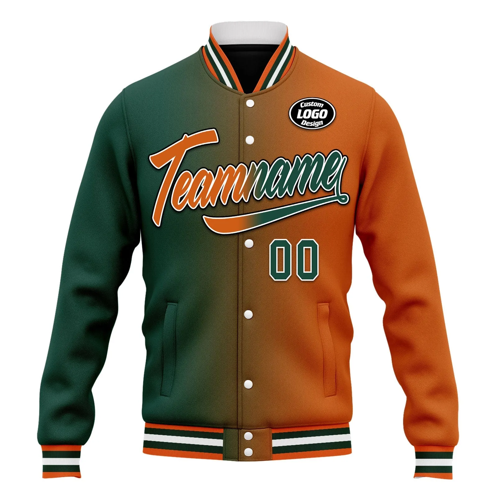 Custom Gradient Fashion Jacket Bomber Full-Snap Varsity Letterman Personalized Jacket FZ005-D028015-8