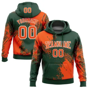 Custom Stitched Green Orange-White 3D Pattern Design Abstract Brush Stroke Sports Pullover Sweatshirt Hoodie