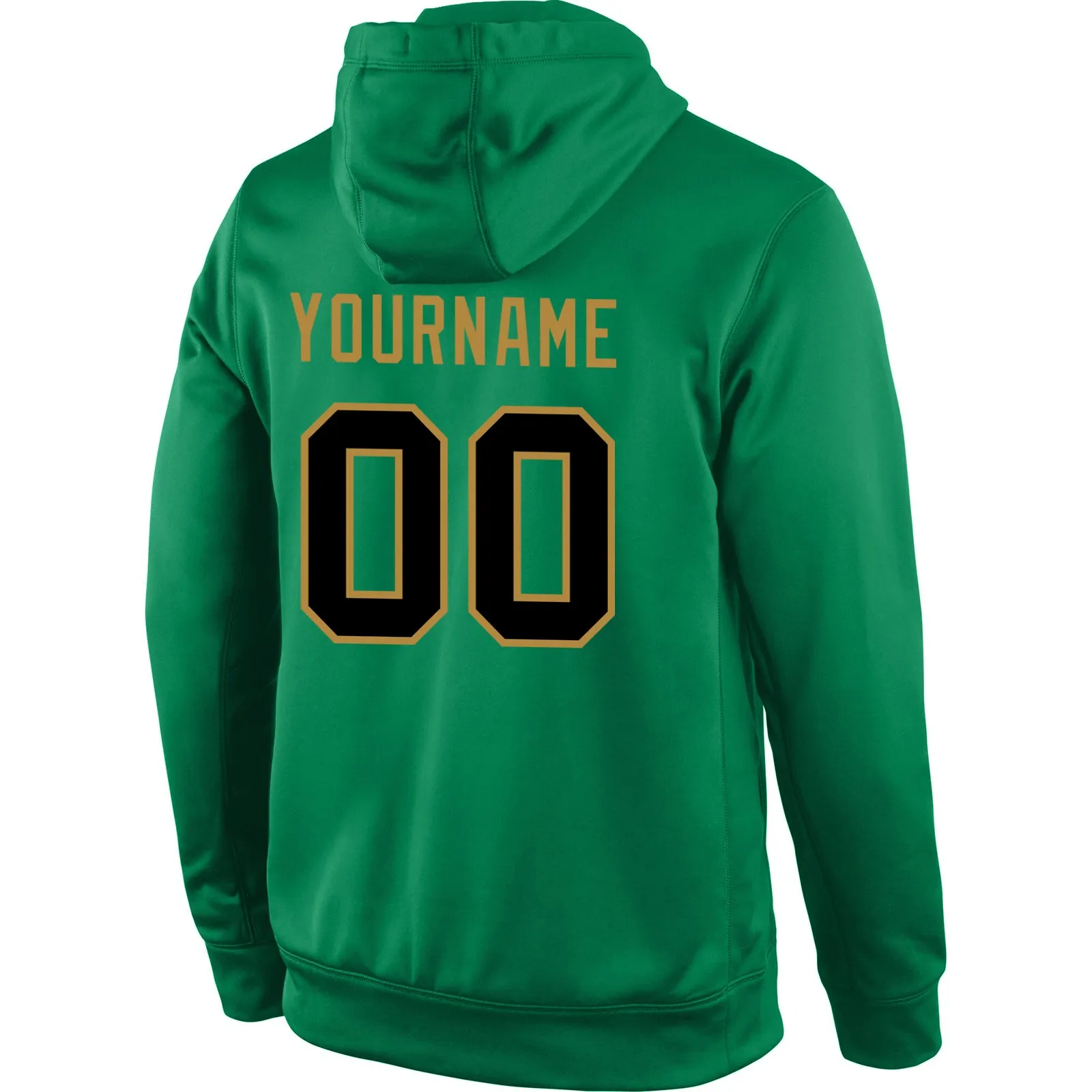 Custom Stitched Kelly Green Black-Old Gold Sports Pullover Sweatshirt Hoodie