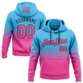 Custom Stitched Sky Blue Pink-Black Fade Fashion Sports Pullover Sweatshirt Hoodie