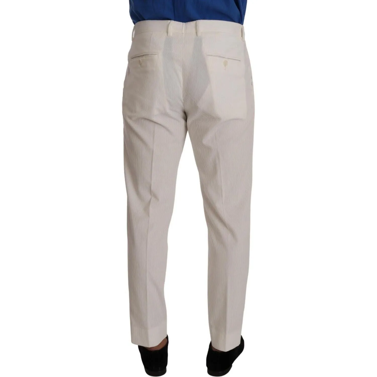 Dolce & Gabbana Elegant Tapered Corduroy Pants in Off White