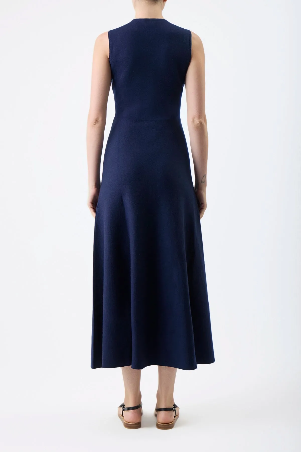 Doria Knit Dress in Navy Merino Wool Cashmere