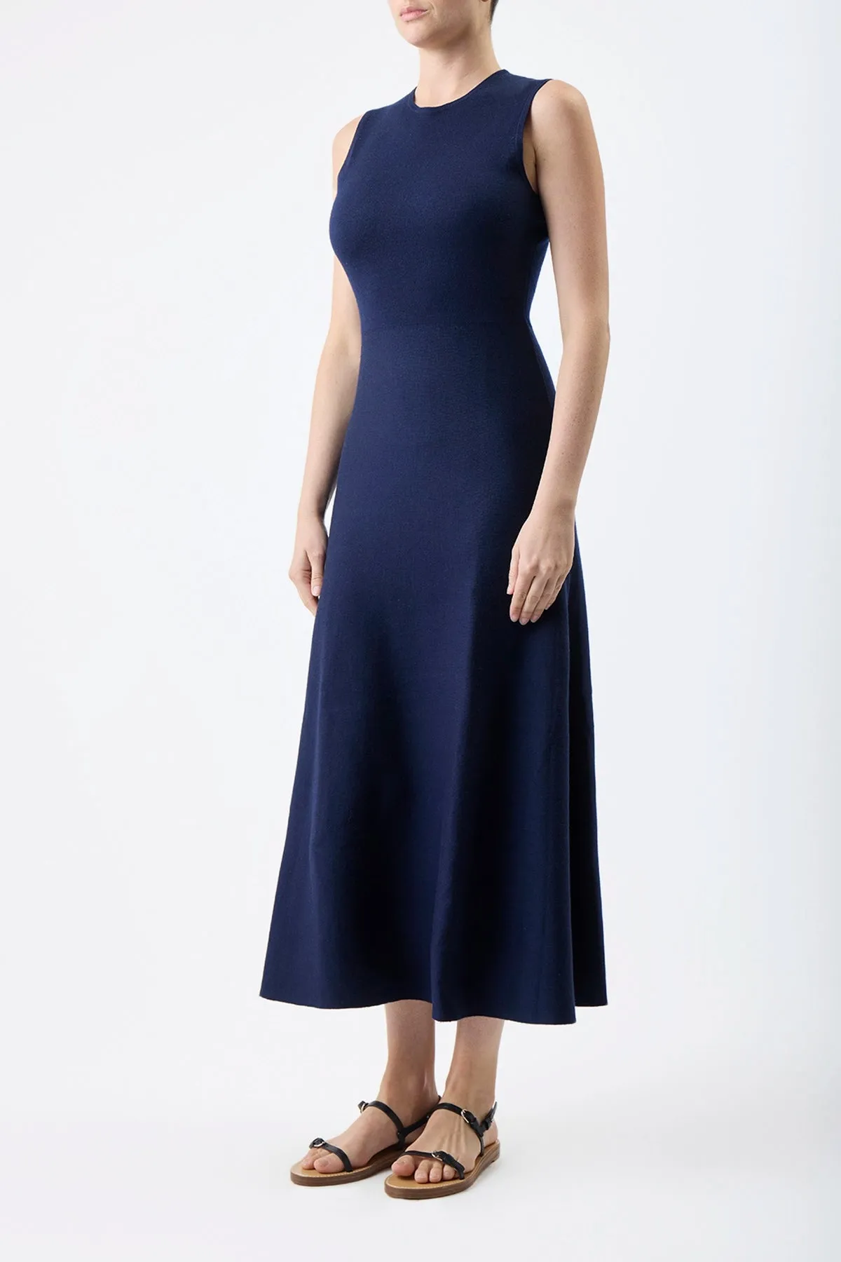 Doria Knit Dress in Navy Merino Wool Cashmere