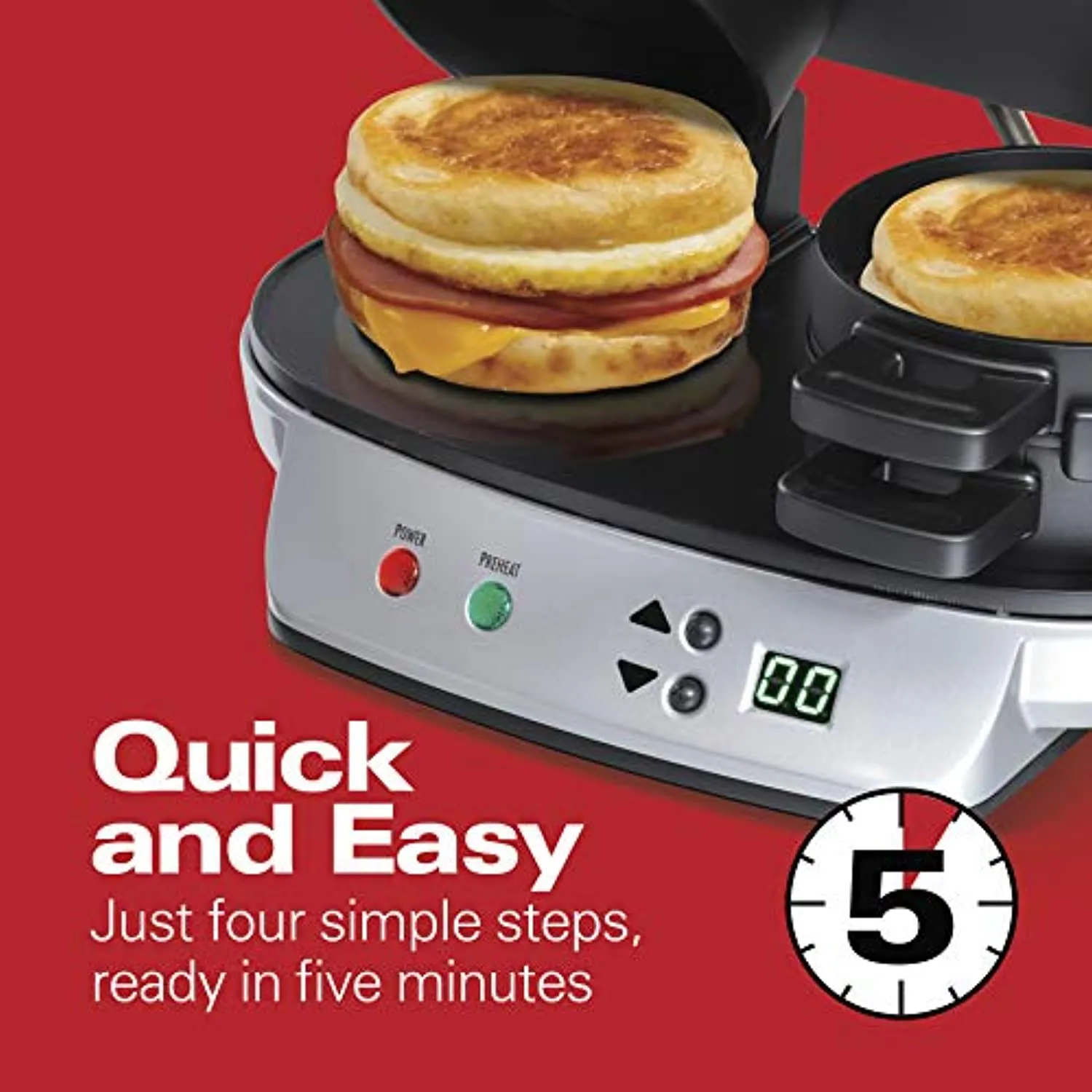 Dual Breakfast Sandwich Maker with Timer