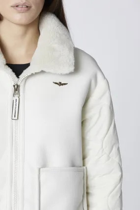 Eco-friendly shearling aviator jacket