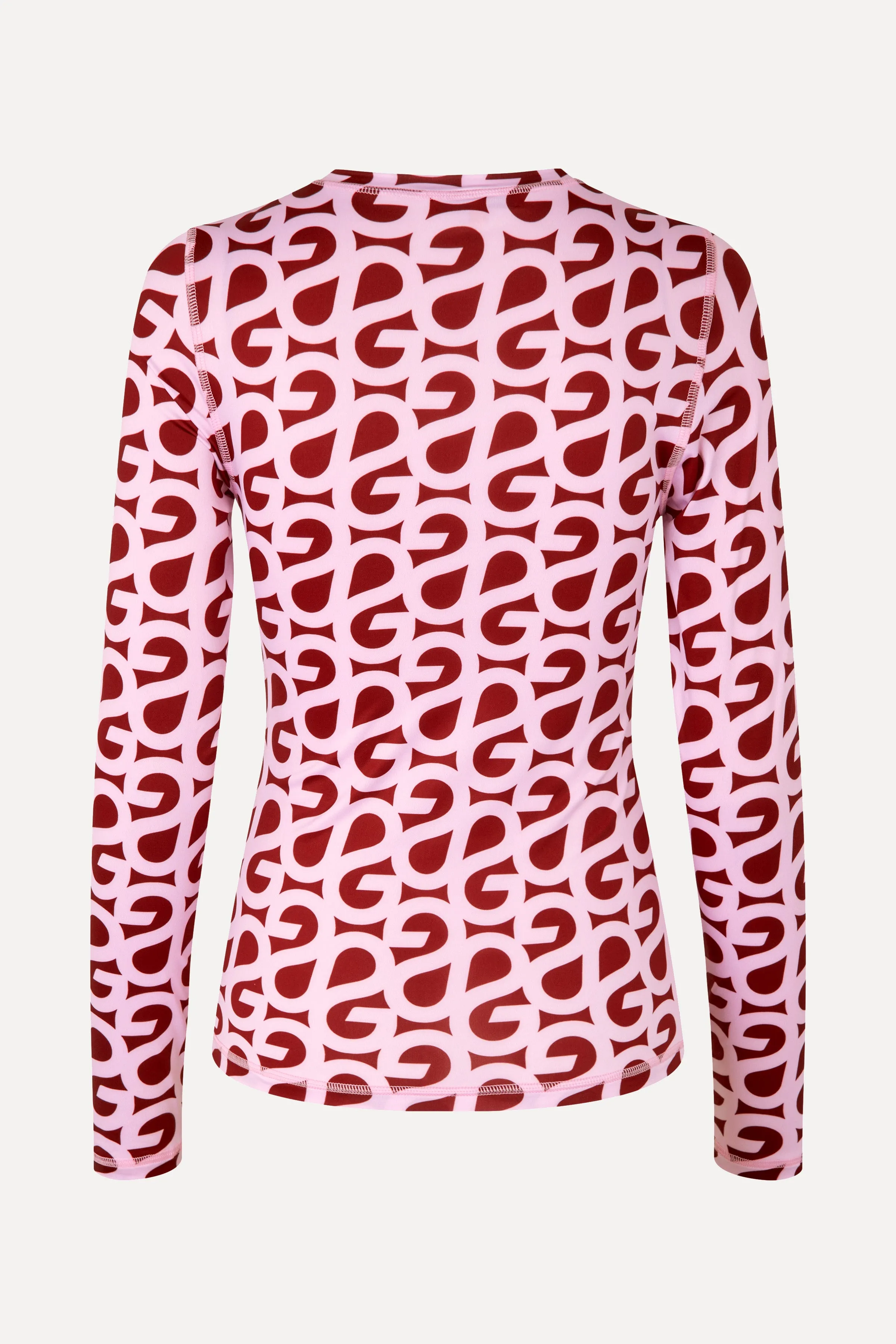 Elastic Long Sleeve Top - SG Logo Burgundy Pink