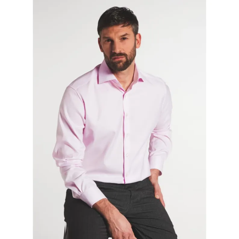 eterna Tattoo Cover Up Shirt Twill Swiss Cotton Non Iron - Pink