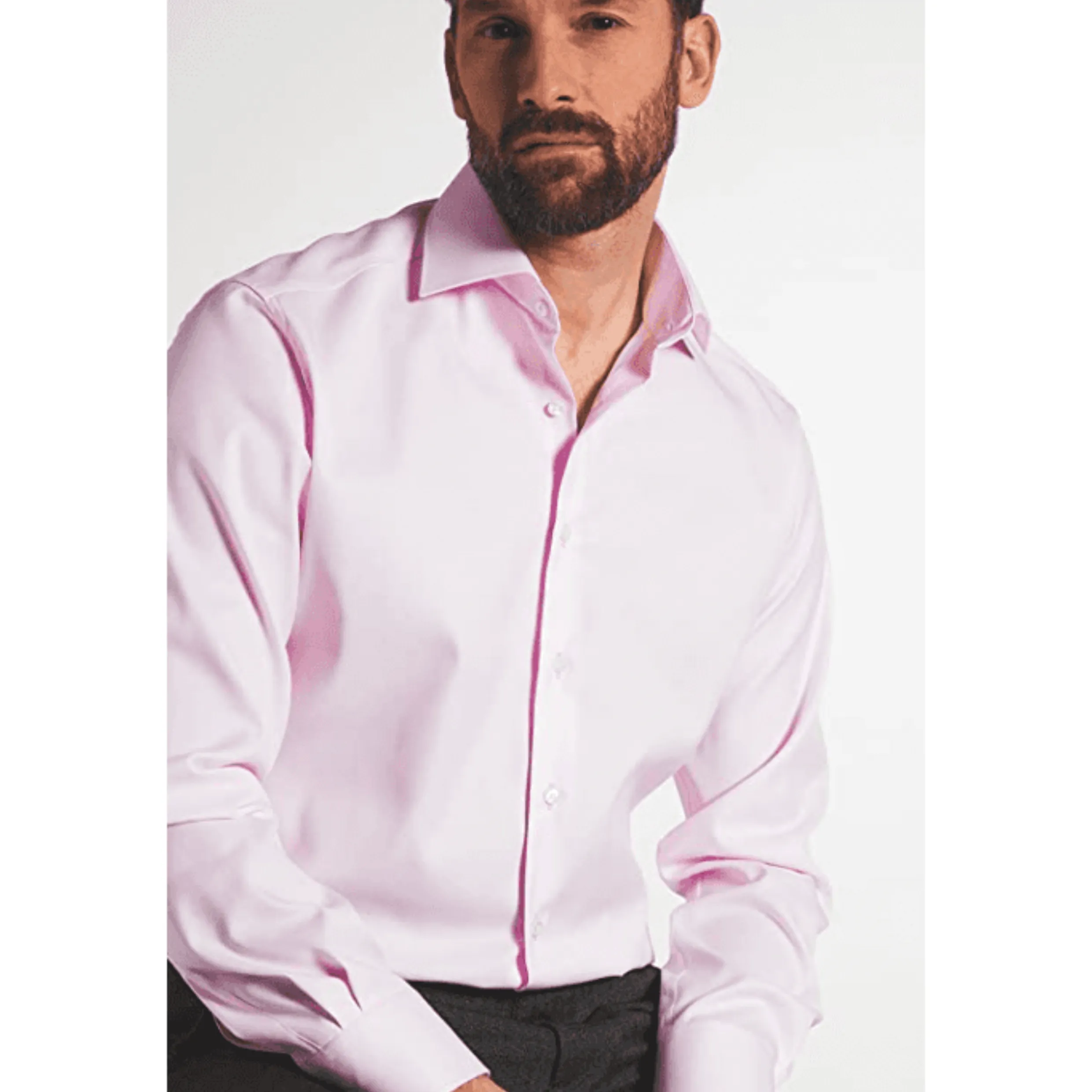 eterna Tattoo Cover Up Shirt Twill Swiss Cotton Non Iron - Pink