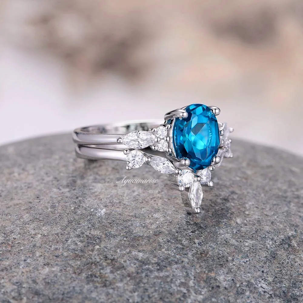 Evelyn Natural London Blue Topaz Ring Set- Sterling Silver