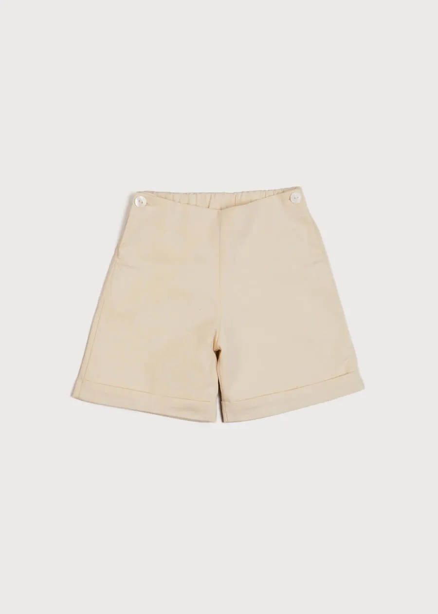 Faux Pocket Elasticated Waist Shorts in Ivory (18mths-3yrs)