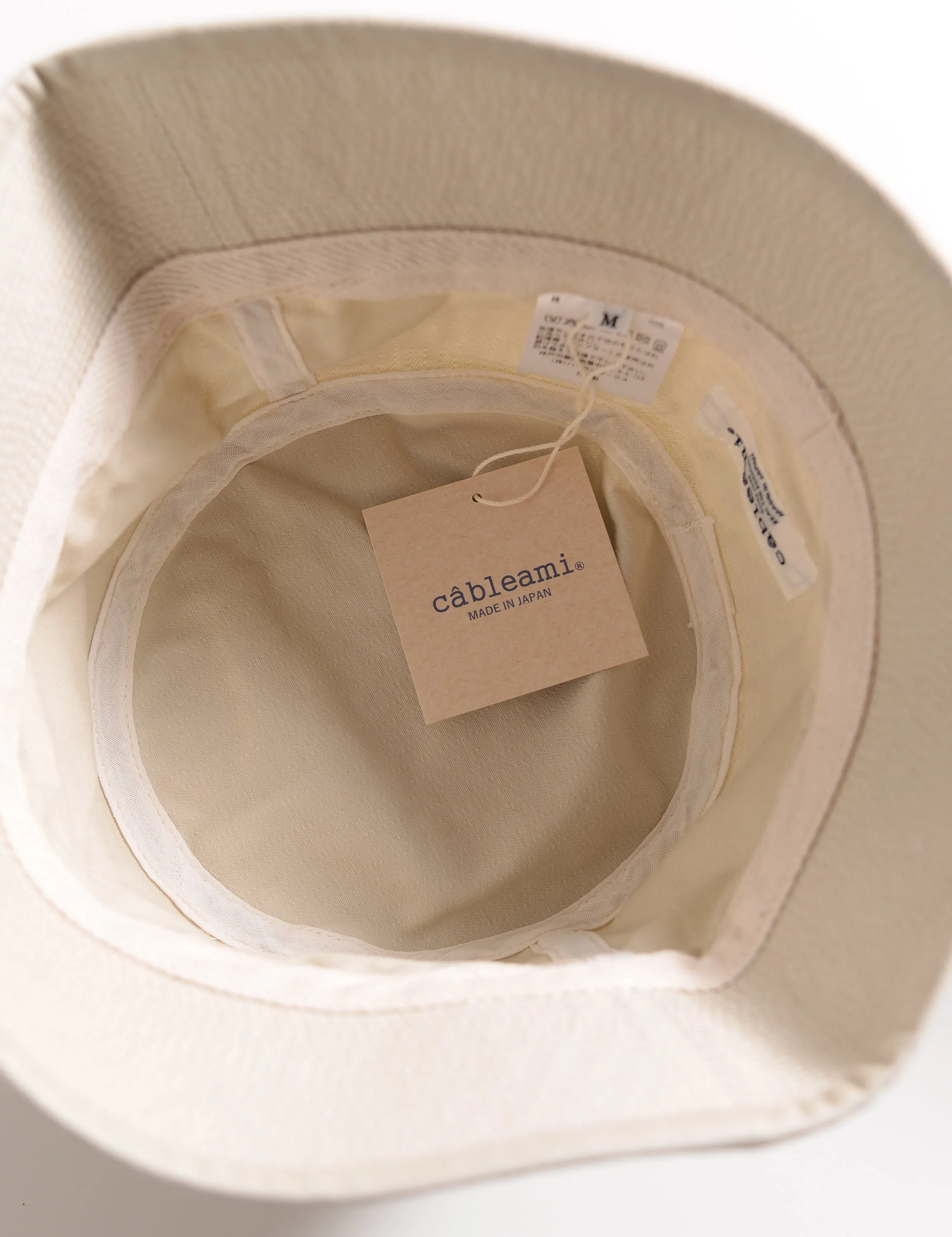 FINAL SALE: Organic Cotton Herringbone Bucket Hat - Ivory