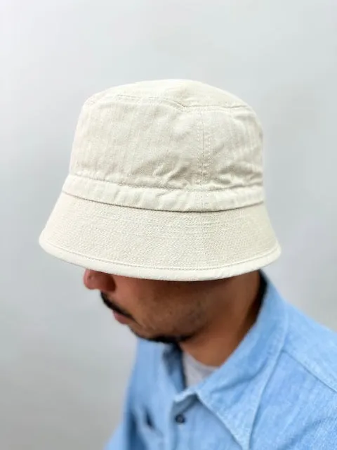 FINAL SALE: Organic Cotton Herringbone Bucket Hat - Ivory