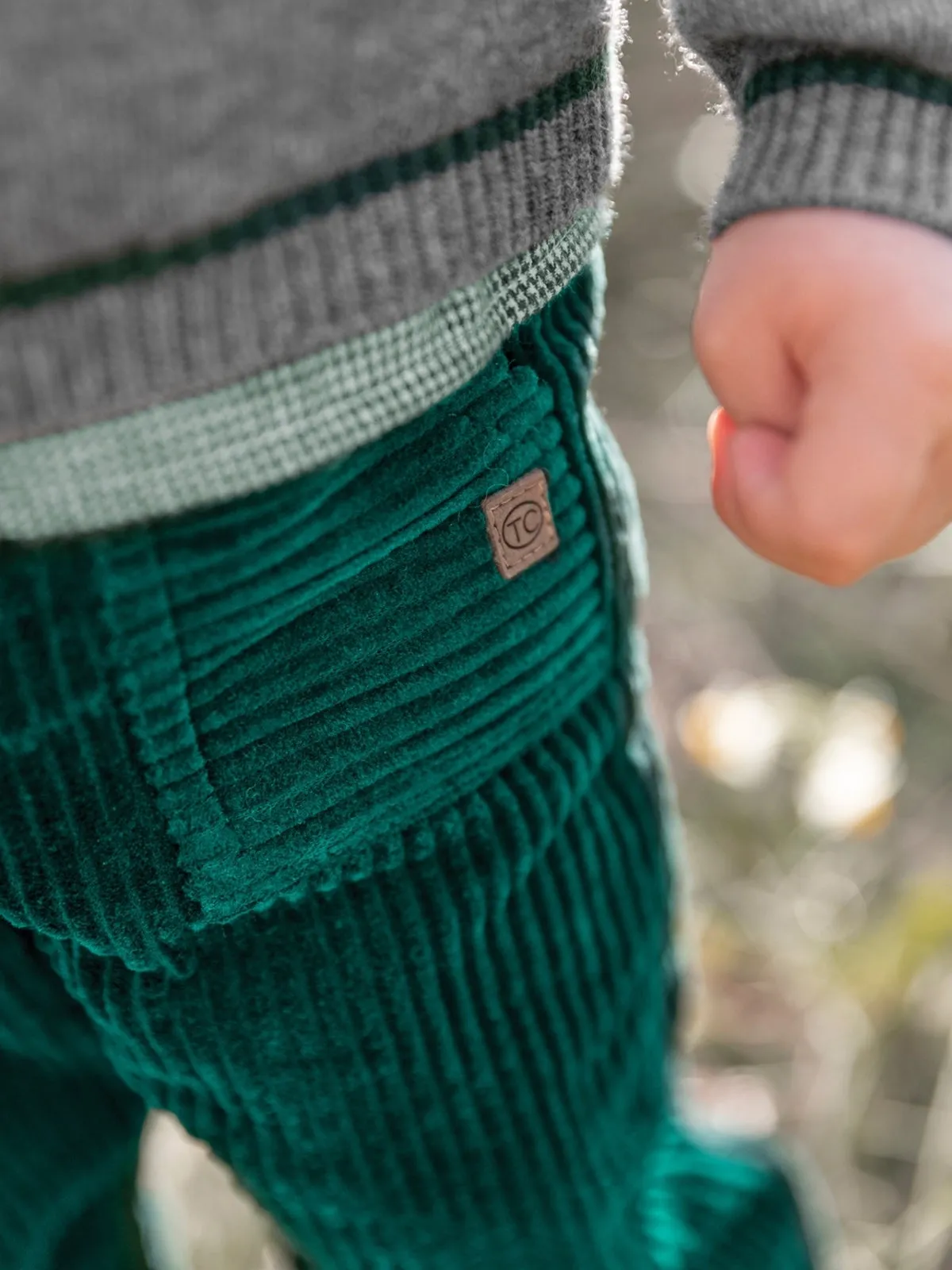 Front Pocket Green Corduroy Pant